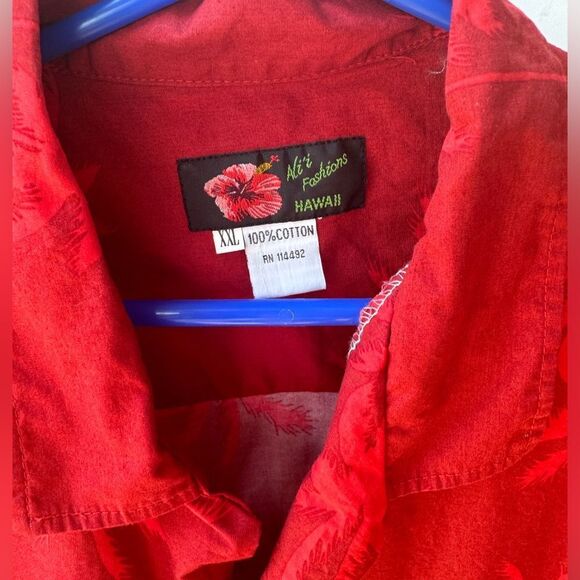 Men's Fashionable Hawaiian Style Shirt Ali fashions red Hibiscus SZ XXL - Picture 3 of 7